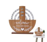 Générique Calendrier perpétuel en Bois, Calendrier en Bois pour Bureau,Carte d'enregistrement du Temps rotative Calendrier à Disque réutilisable - Calendrier perpétuel Décor de Bureau esthétique