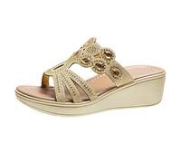 Générique Cales décontractées pantoufles causales chaussures Style femmes Point vague d'eau chaussures pente bohème sandales talon goutte sandales pour femmes (Gold 40)