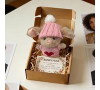 Générique Câlin Lapin Pâques, Mini Câlin Lapin dans Une Boîte, Jouet Peluche Lapins Pâques Mignons avec Carte, Jouet en Peluche Lapins Poche Fait Main Poupées Positive, pour Enfant Et Adulte