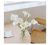 Générique Calla Lily Fleurs Artificielles Décoratives avec De Longues Tiges Real Touch PU Bouquet for Mariage Maison Hôtel Bureau Centre De Table Cafés Décoration Intérieure(White)