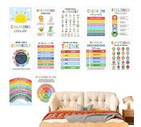 Générique Calming Corner Posters - 12pcs Mental Health Classroom Emotions Chart, Educational Wall Art, Decor Category, For Daycare Library Preschool Elementary Homeschool Program Space