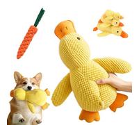 Générique Calming Duck Toy for Dogs, Interactive Crinkle Dog Toy, Durable Bite-Resistant Yellow Duck Dog Toys with Quack Sound & Toys for Small & Medium Dogs (Yellow Duck+Carrot Toy, Medium)