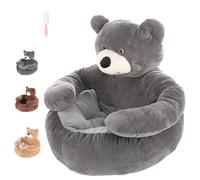 Générique Cama Para Perros Con Brazos en Forma de Osito de Peluche, Ideal Para Perros Pequeños y Gatos, Suave y Acogedora Con Base Antideslizante (Gris, L)