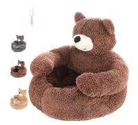 Générique Cama Para Perros Con Brazos en Forma de Osito de Peluche, Ideal Para Perros Pequeños y Gatos, Suave y Acogedora Con Base Antideslizante (Marrón, M)
