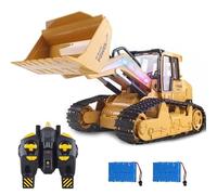 Générique Camion de Chantier télécommandé à l'échelle 1/14, chargeuse compacte, Bulldozer sur chenilles avec lumières, 9 canaux, Rotation à 360°, 2,4 GHz, véhicule d'ingénierie, excavatrice