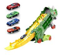 Générique Camion Dinosaure Coulissant - Jouet Camion | Porteur avec Piste de Course coulissante Pliable Accessoires pour Tout-Petits, Petits garçons et Petites Filles