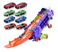 Générique Camion Dinosaure Coulissant - Jouet Camion | Porteur avec Piste de Course coulissante Pliable Accessoires pour Tout-Petits, Petits garçons et Petites Filles