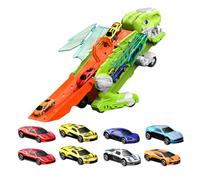 Générique Camion Dinosaure Jouet, Jeu De Course Pliable, Transporteur Portable avec 8 Véhicules Fille Garçon 3 Ans Voyage Anniversaire Noël