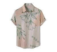 Générique Camisa Floral Para Hombres Casual Manga Corta Botón abajo Impreso Camisas de Playa T Shirts Noirs Hommes (Grey, XXXXL)