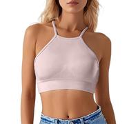 Générique Camisole Pour Femme Avec Soutien Debardeur Gorge Integre Ensemble Chic Et Elegant Haut Blanc Matière Respirante Vetements Mode Croc Top Armatures De Dos Large Les Cours Yoga Débardeurs Ete