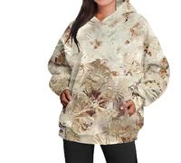 Générique Camo Hoodie Womens Long Sleeve Maple Leaf Print Camouflage Oversized Pullover Sweatshirt with Pocket (D,TG)