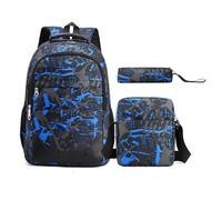 Générique Camouflage École Primaire Noir Sac à Dos Bandoulière Garçons École de Campus Cartables Bleu pour Filles Ado Filles Sac d'école Primaire avec Trousse et Sac Bandoulière (bleu)
