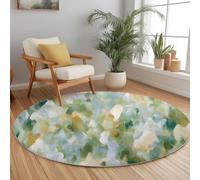 Générique Camouflage Pétales Abstrait Tapis Rond Salon 150 cm Fond Dessiné À La Main Lavable Antidérapant Tapis, Vert Imprimé Moquette Rond Convient pour la Chambre la Salle à Manger et Le Bureau