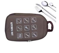 Générique Camp Kitchen Organizer, High Capacity Camping Cooking Utensils Set Bag, Waterproof Outdoor Tableware Organizer for Adults, Men, Women, Product Size: About 14.96x9.06x1.18 inches