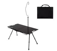 Générique Camp Table, Foldable Picnic Desk,15.75x15.75 inches Portable Height Adjustable, Built-in Light Holder, Compact Design, Gray Aluminum, RV, Tailgating, Beach, Garden, Patio