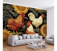 Générique Campagne Rustique Papier Peint Panoramique Animal Poule Tournesol