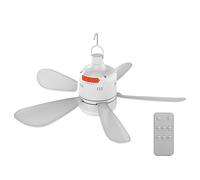 Générique Camping Ceiling Fan with Light and Remote, Outdoor Gazebo Fan, Adjustable Speed Rechargeable Cooling Device, Portable Hanging Ventilation Fan for Tent, Patio, Travel