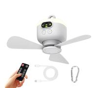 Générique Camping Fan with Light - USB Rechargeable 4 Speed LED Lamp, Portable Cooling Fan with Hanging Hook for RV Outdoor Travel Car Camper Van Fishing Beach Home Truck Use