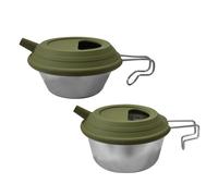 Générique Camping Mug with Lid | Stainless Steel Folding Handle with Silicone Lid Kettle | Backpacking Cup | for Travel Outdoor Hot Cold Coffee Tea Drink Cooking