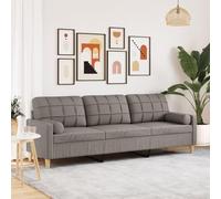 Générique Canapé 3 Places avec oreillers décoratifs Taupe 210 cm Tissu,Meubles,Canapés,Taupe,31.5 KG,3278208