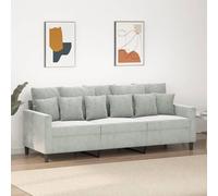 Générique Canapé à 3 Places Gris Clair 180 cm Velours,Meubles,Canapés,Gris,29.2 KG,359313