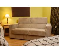 Générique Canapé Convertible ASSIA 3 Places, Velours Polyester, 182x93x72 cm, Beige