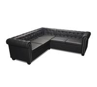 Générique Canapé d'angle Chesterfield 5 Places Cuir synthétique Noir,Meubles,Canapés,Noir,73.55kg,243614