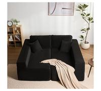 Générique Canapé d'angle modulable en Forme de L,Canapé de Sol sans Cadre,Doux for la Peau et Confortable, sans Assemblage, for la lectur(Schwarz,Fußhocker)