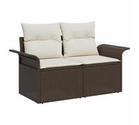 Générique Canapé De Jardin Polyrotin Marron 141 X 62 X 69 Cm | Avec Coussin, Cadre Acier Robuste, Design Moderne Pour Terrasse, Entretien Facile