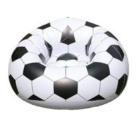 Générique Canapé Football Gonflable avec Pompe Intégrée | Sofa Air PVC Noir Blanc 105x80cm | Siège Gonflage Rapide pour Soirées Match Camping Intérieur Extérieur | Fans Sport