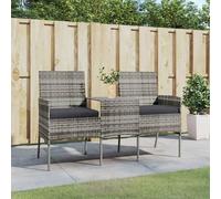 Générique Canapé Jardin 2 Places Et Table Basse Résine Tressée Anthracite | Cadre Acier Enduit Poudre, Coussins Épais Amovibles, Housses Lavables, Usage Extérieur