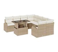 Générique Canape Jardin Modulaire 9 Pieces Beige Poly Rattan | Verre Trempe, Coussins Impermeables, Agencement Flexible, Ensemble Exterieur Complet
