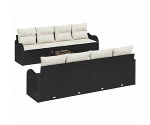 Générique Canapé Jardin Noir Polyrotin 4 Sièges Centraux 2 Angles | Modulable, Table Verre Trempé Incluse, Design Rectangulaire, Entretien Facile