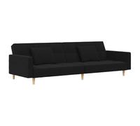 Générique Canape-lit 2 Places Noir avec Deux Oreillers Tissu | Cadre en bois robuste, Dossier rabattable, Convertible en lit double, Ideal salon ou bureau