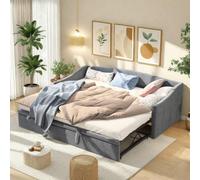 Générique Canapé Lit 90x200, Banquette-Lit Gigogne, Canape Lit 2 Places Convertible, Lit 180x200 avec Sommier à Lattes, Cadre de Lit, Lit Capitonné,Lit Adulte, Lit Multifonction (Gris-B)