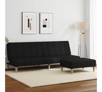 Générique Canapé-lit à 2 Places avec Repose-Pied Noir Tissu,Canapés,31.9KG-3258087