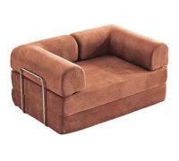 Générique Canapé-lit Pliable Tissu en Coton,Convertible en Lit Double,Modulaire Canape 2 Place,Peu Encombrant pour Les Invités,Canapé de Sol Facile à Nettoyer et Adapté aux Animaux (Pink, 2.2 Meters)