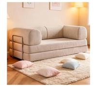 Générique Canapé-lit Pliant, Causeuse Convertible, canapé-lit, avec 2 oreillers, canapé 3 en 1 2 Places, avec accoudoir, Matelas Paresseux à Compression Confortable, for Le Salon(Off-White,1M)