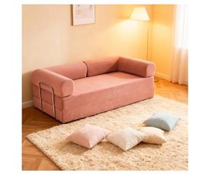 Générique Canapé-lit Pliant, Causeuse Convertible, canapé-lit, avec 2 oreillers, canapé 3 en 1 2 Places, avec accoudoir, Matelas Paresseux à Compression Confortable, for Le Salon(Rose,2M)