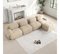 Générique Canapé Modulable 2 3 4 Places Velours Côtelé,Canapé D'angle Avec Rembourage En Mousse Intégrale,Canapé Cloud Couch,Canapé Compressé Librement Combinable,Pour Salon,Beige,3 Sitze & 1 0ttomane