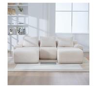 Générique Canapé Modulable Moderne en L, Canapé 3 Places, Canapé Modulaire d'angle en Velours Côtelé, Conception Ergonomique incurvée, Équipé Poches de Rangement(Beige - 3-2 Repose-Pieds)