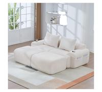 Générique Canapé Modulable Moderne en L, Canapé 3 Places, Canapé Modulaire d'angle en Velours Côtelé, Conception Ergonomique incurvée, Équipé Poches de Rangement(Beige - 2-2 Repose-Pieds)