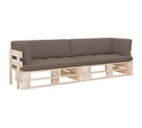 Générique Canapé Palette 2 Places avec Coussins Bois de pin imprégné,Meubles,Mobilier de Jardin,Salons de Jardin,Taupe,36.4 KG,3066681