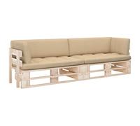 Générique Canapé Palette 2 Places avec Coussins Bois de pin imprégné,Meubles,Mobilier de Jardin,Salons de Jardin,Beige,36.32 KG,3066676
