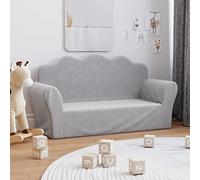 Générique Canapé pour Enfants 2 Places - Peluche Douce Gris Clair Housse Amovible Sécurité Optimale Confort Moelleux avec Dossier et Accoudoirs - Idéal pour Lecture et Jeu