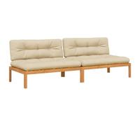 Générique Canapés Centraux Palette Jardin Bois Acacia 2 Pièces | Conception à lattes, dossier confortable, coussin épais, modulaire, charge max 110 kg par siège
