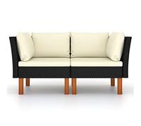 Générique Canapés d'angle 2pcs Résine tressée et Bois d'eucalyptus Massif,Meubles,Mobilier de Jardin,Sièges de Jardin,Éléments pour canapés modulables de Jardin,Noir,20.4KG,315767