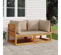 Générique Canapés d'angle sectionnels 2 pcs Coussins Taupe Bois Acacia,Mobilier de Jardin,Sièges de Jardin,Éléments pour canapés modulables de jardin-360000