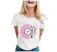 Générique Cancer du Sein d Octobre Pochette pour Aide Soignante et col Rond Femme Valentin T Shirt(Blanc,5XL)