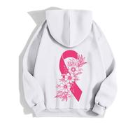 Générique Cancer du Sein Octobre Rose Sweat à Capuche Femme Zippé Manches Longues Décontracté Chaud Sweatshirt Coton avec Poches Hoodies Zippé Veste de Sport Blousons Casual Printemps Automne